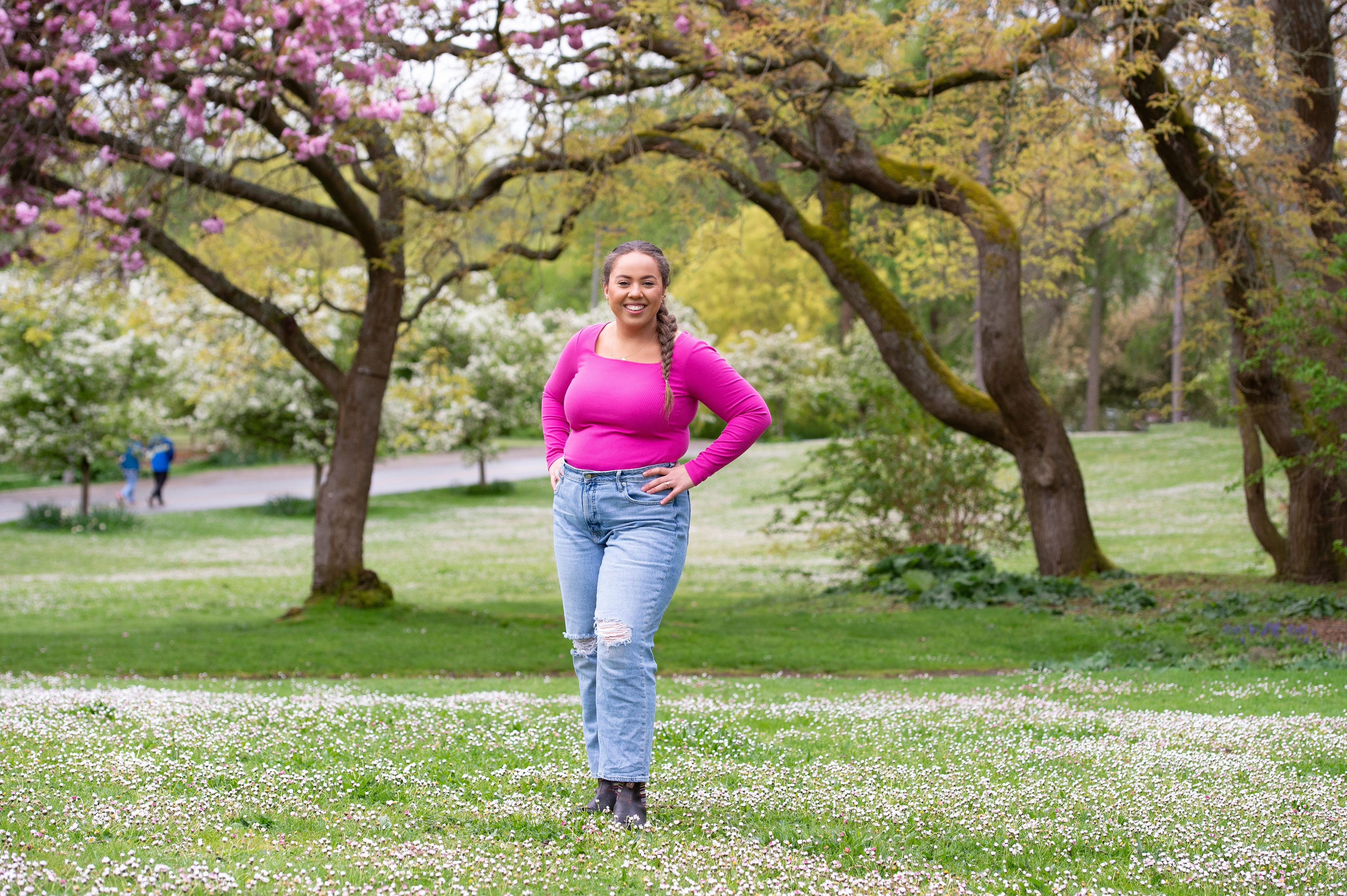 A woman who is getting healthy outside in nature.