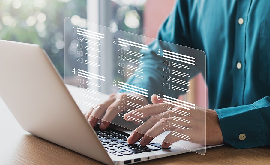 A person on their laptop.