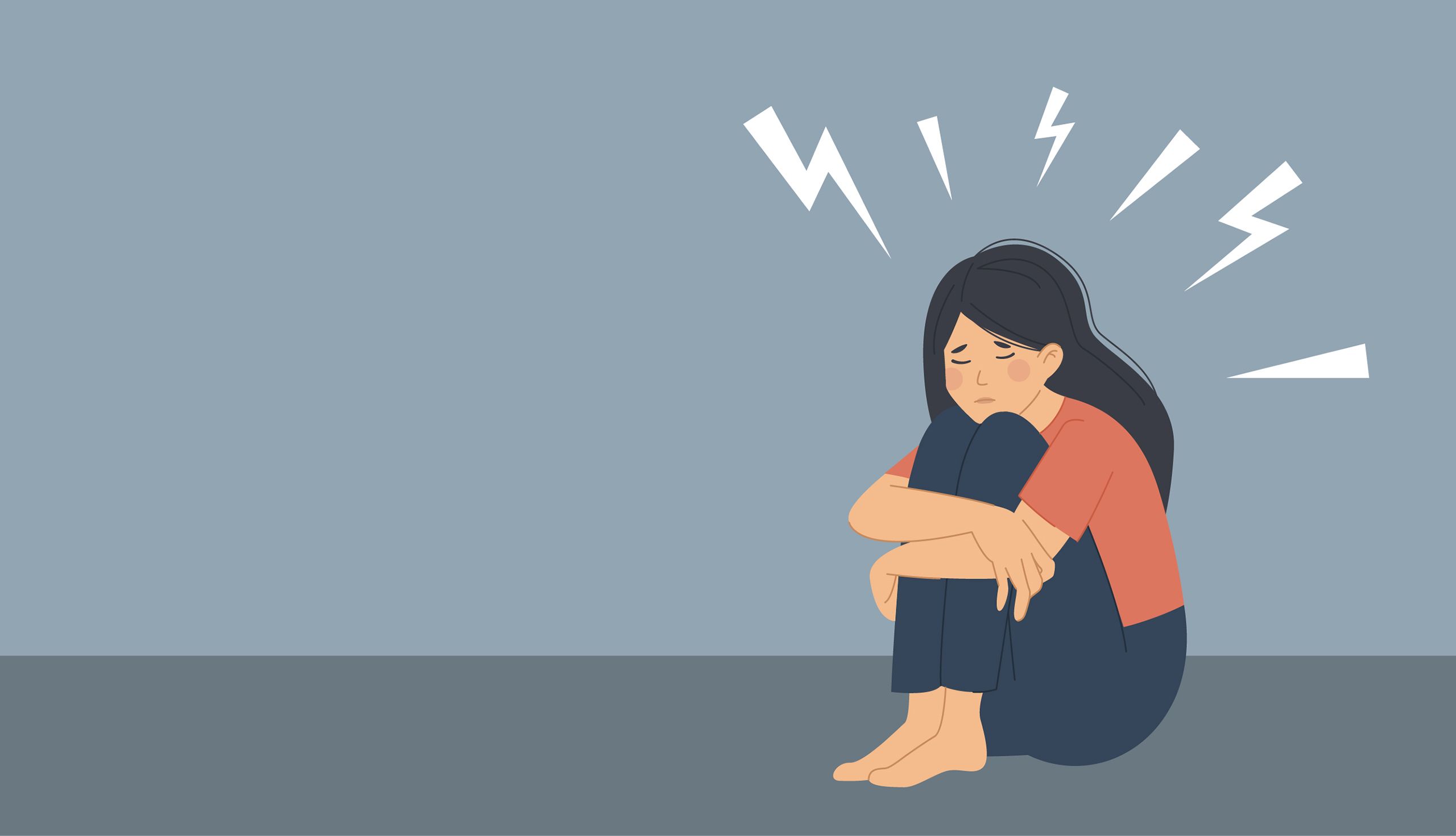 An illustration of a woman in pain.
